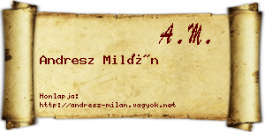 Andresz Milán névjegykártya
