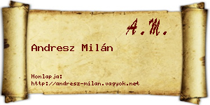 Andresz Milán névjegykártya