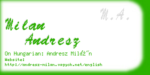 milan andresz business card